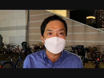 山中竹春候補ぶら下がり取材（2021年8月21日撮影）