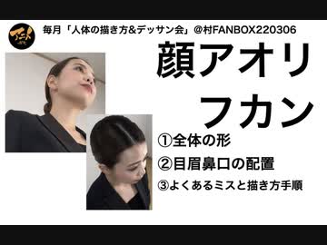「顔アオリ・フカン」毎月デッサン会＠ネット村&FANBOX220306