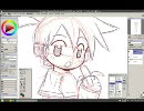 鏡音レンをWine＋猫ぺFreeで描いてみた。