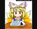 藍がわらびもちを食べる