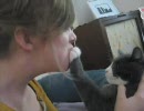ご主人様のキスを拒否する猫(*´д｀)