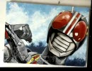 【アクリルガッシュ】仮面ライダーBLACKを描いてみた【アナログ】