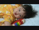 木製おもちゃで遊ぶ赤さん