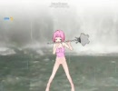 【タイムリープぶーとべんちＦＰＳ５】肌色水着のピンク髪こもも、滝で