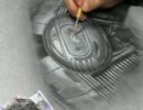 描けるカラーのハイライトやシャドーを使って、harley-davidsonのエンジンとエアクリーナー部分を