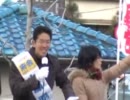 府会議員予定候補・小原明大　ＪＲ長岡京駅前街宣（２月１３日）