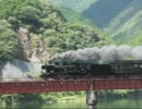 球磨川第一橋梁を渡るSL人吉号