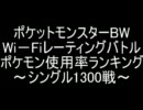 【ポケモンBW】Wi-Fiレーティングバトル 使用率ランキング シングル1300戦