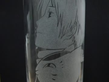 【痛グラス】夏目とニャンコ先生をグラスに彫ってみた【夏目友人帳】