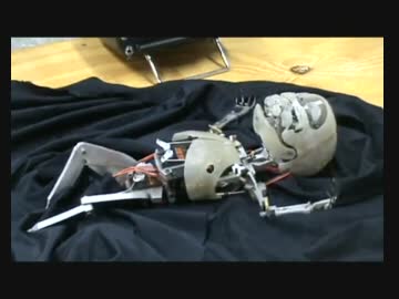 骨組みだけの赤ちゃんロボが動く様子が恐怖