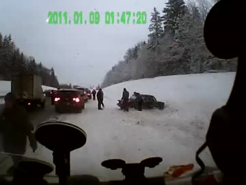 ロシア（ロシア連邦）　スリップ横転事故