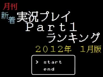 月刊新着実況プレイPart1ランキング【2012年1月】