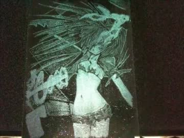 【痛ガラス】ブラック★ロックシューター彫ったよ【グラスリッツェン】