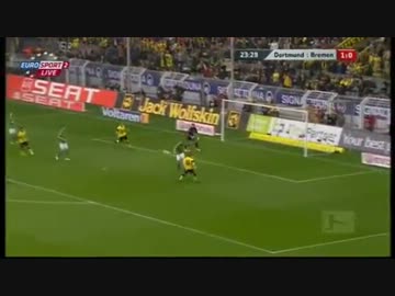 香川　ポスト直撃シュート　vs ブレーメン　3/17