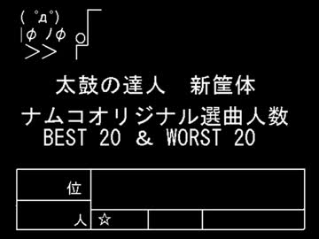 太鼓の達人新筐体　ナムコオリジナル選曲人数BEST20＆WORST20