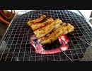 淡々と七輪でアナゴの蒲焼きを焼く動画