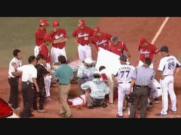2012.8.2 DeNA対広島 會澤 デッドボールから救急搬送まで【ノーカット】