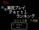 月刊新着実況プレイPart1ランキング【2012年7月】