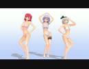 [MMD]　咲夜、妖夢、ここぁが「爆乳音頭」で増量テスト