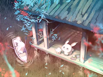【インストオリジナル】月を見上げるウサギ