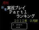 月刊新着実況プレイPart1ランキング【2012年9月】