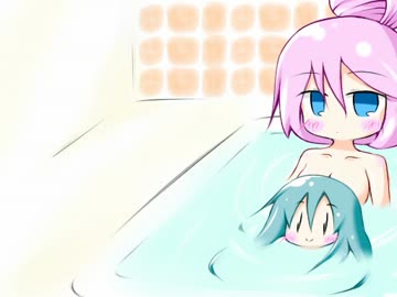 ミクさんはルカさんのおっぱいに興味深々です