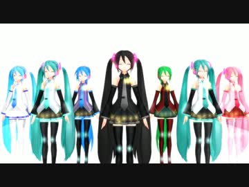 【MMD】初音ミク1052Mid7人でサンプル（きしめんAllStar)やってみた【テスト】