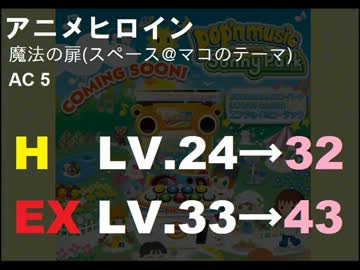 pop'n music Sunny Park レベル変更曲一覧（後編）