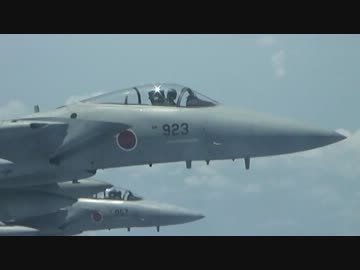 空自 F-15J 米空軍給油機より空中給油　（沖縄上空）