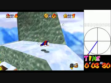 旧記録-スーパーマリオ64最速で子ペンギンを崖から落とすTAS6.4秒2013/01/03版