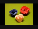 バラを切り折り紙で作ってみた