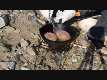バイクで野外料理ツー　お手軽に煮込みハンバーグ作ってみた