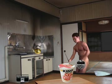 カップラーメンを作る先輩