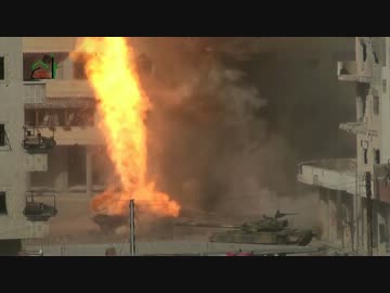 【ｽﾞｰﾑ版】 RPG-29で、シリア政府軍 T-72戦車  炸裂！