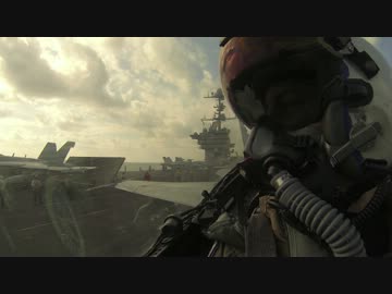 空母発艦　F/A-18 コクピット後方視点