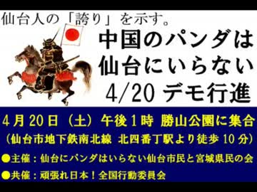 【拡散希望】中国のパンダは仙台にいらない！4/20デモ行進【閲覧注意】