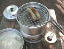 【白】木陰でソーセージを焼いた