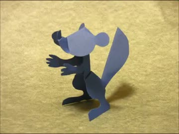 アニメ風の木ネズミを切り折り紙で作ってみた（上げ折・下げ折の秘密)