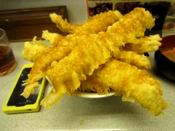 【大食い】海宝館の穴子天丼・築地盛り＋大盛り　＋タグ荒し