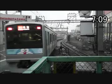 小田急線下北沢駅 朝ラッシュ定点観測(10倍速)