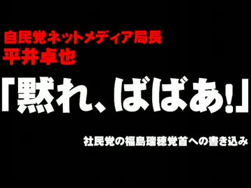 自民・平井氏「黙れ、ばばあ！」書き込みについて。- 2013,06.29