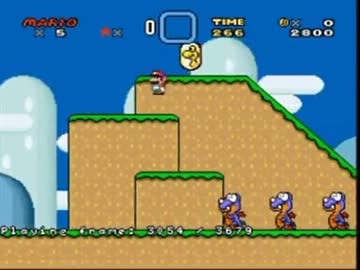 【TAS】スーパーマリオワールド　1-1 　ダッシュ禁止