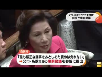 不正投票を行った又市、糸数議員に懲罰動議
