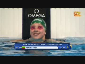 世界水泳バルセロナ 女子 50M 平泳ぎ 準決勝 世界新