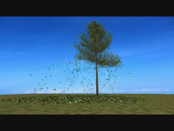 Blender 風で散りゆく葉→リバース