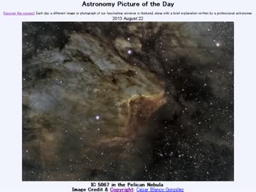 2013年 8月22日 ｢ペリカン星雲の中にあるIC 5067｣-Astronomy Picture of the Day