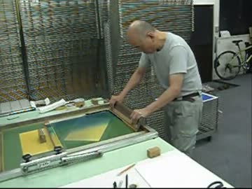シルクスクリーン版画の摺り工程