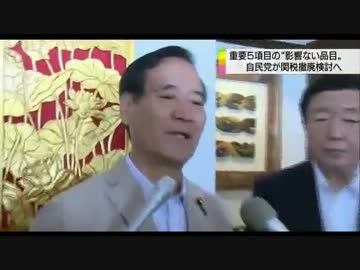 自民党　TPP交渉　影響がない品目の関税撤廃検討も