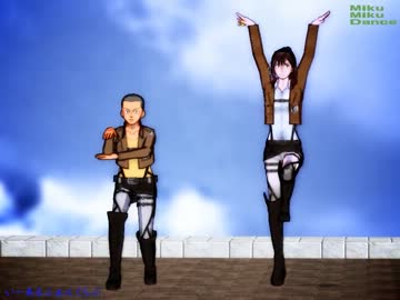 【MMD】格闘訓練中の微笑ましい２人【コニー＆サシャ改変モデル】