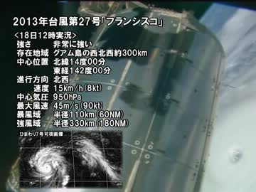 国際宇宙ステーションからみた2013年台風第27号